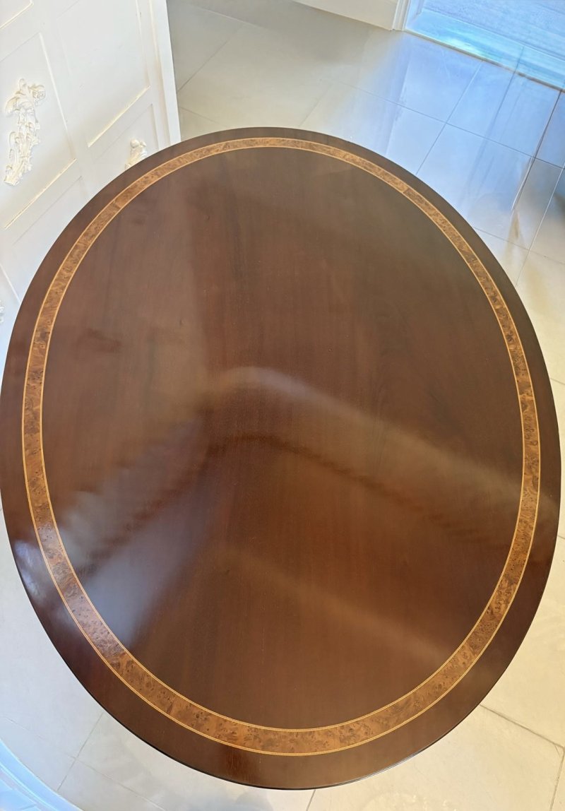 Antique Edwardian Quality Figured Mahogany 8 Seater Oval Dining Table - Image 8